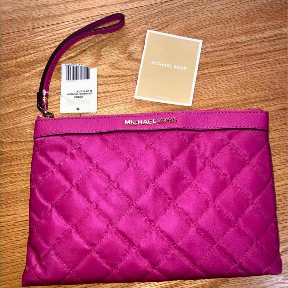 Michael Kors Hot Pink Quilted Clutch NWT